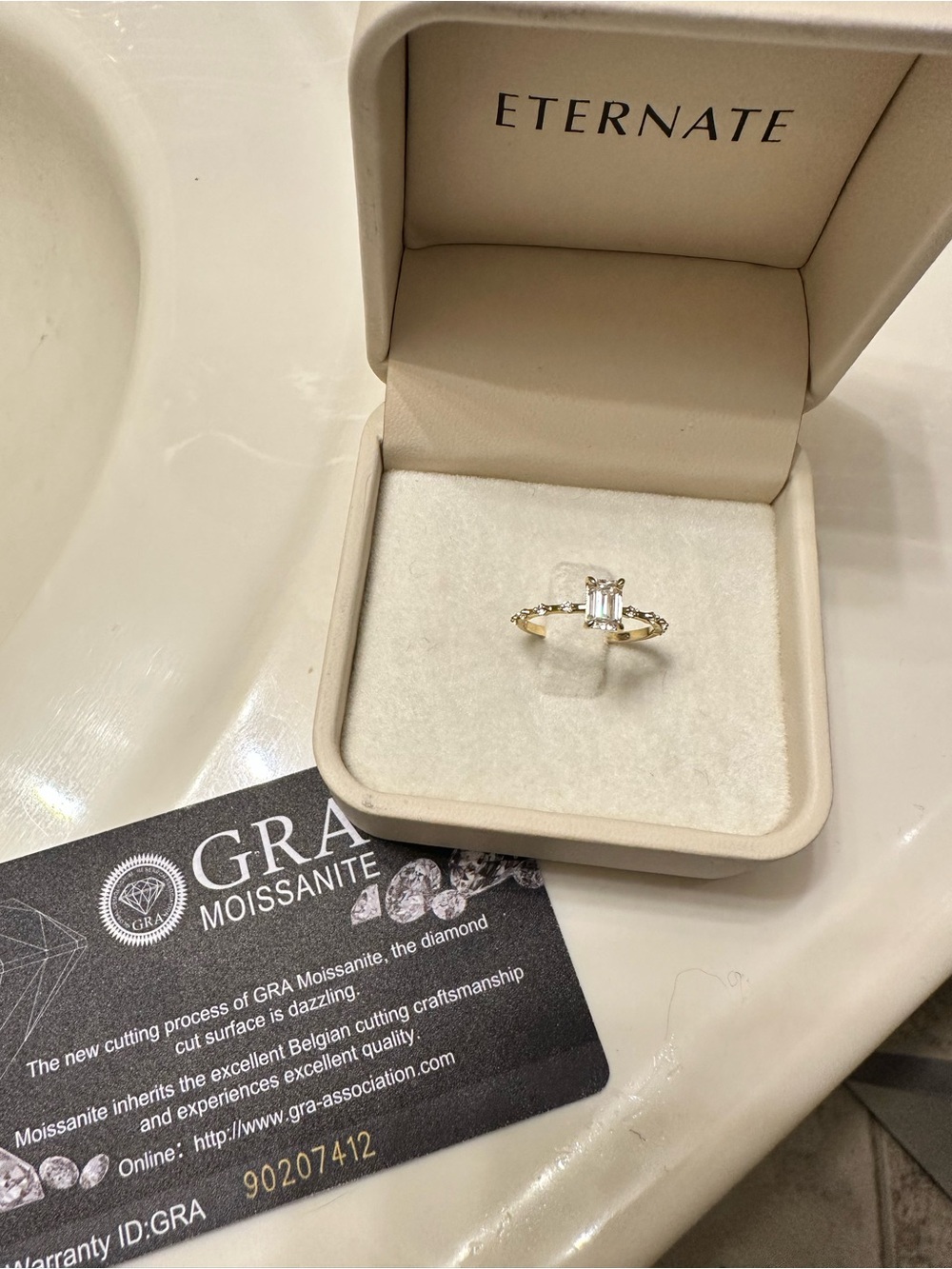 Eternate Gold Emerald-Cut Moissanite Ring in White and Gold